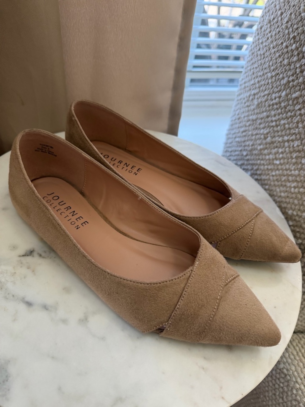 NEW! Pointed Toe Flats in Tan Suede